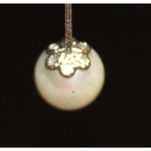 Vintage Pierced Earring Silver Tone Pave Rhinestones Simulated Pearl Dangle Drop - Picture 3 of 6